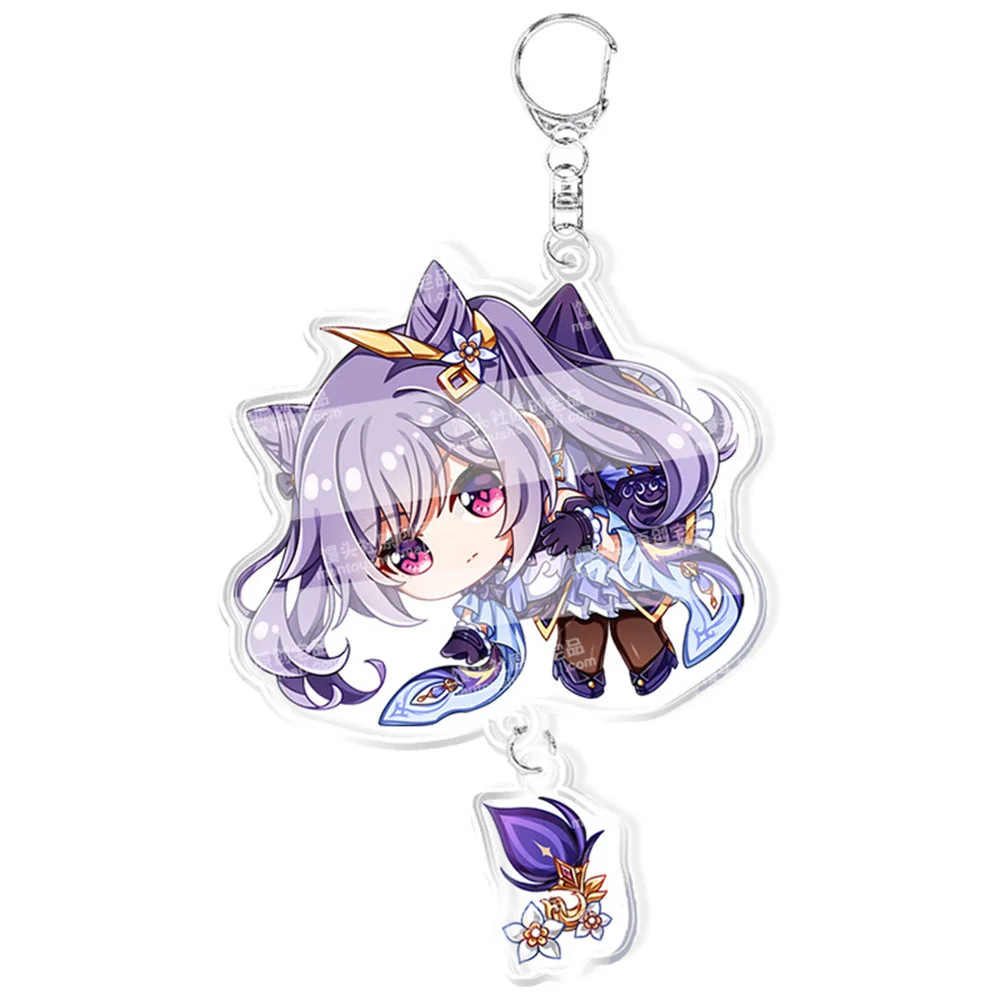 GY Ring Genshined Impact Anime Acrylic Keychain Impact Keychain Nilou Klee Ganyu Cartoon Character Anime Keychain Accessories