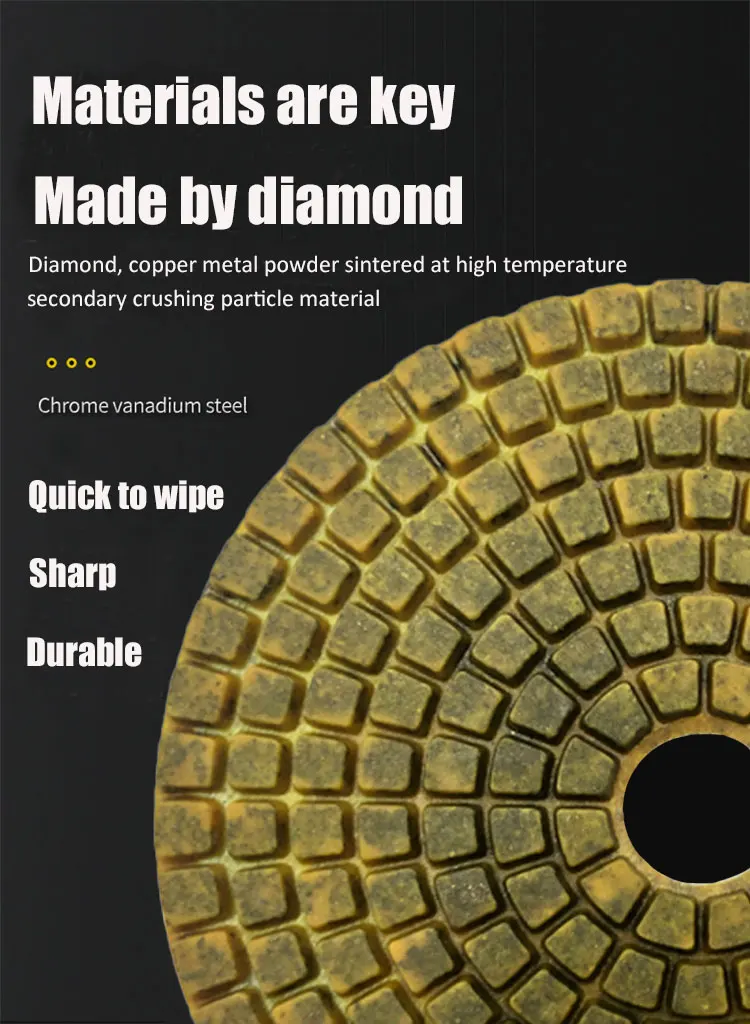 4 inch diamond resin flexible grinding polishing pad for floor polisher