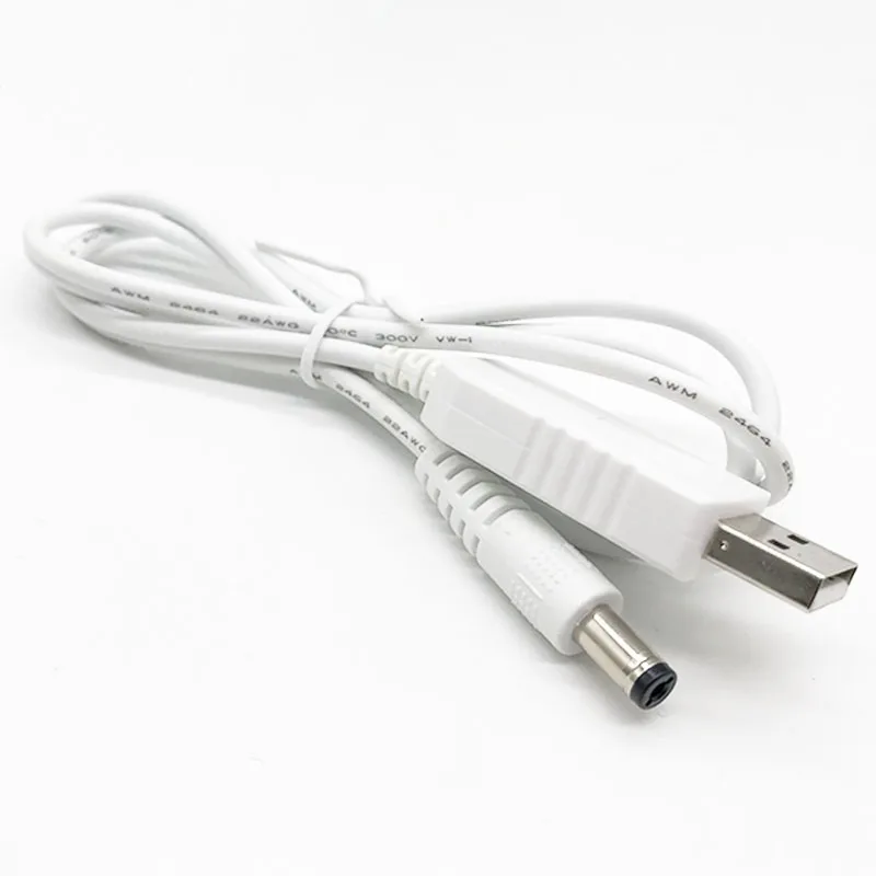 White DC USB cable 5V to 12V 3A Step up Boost Converter power supply cable 5.5*2.5mm For Router LED Strip Light 22 awg 2464