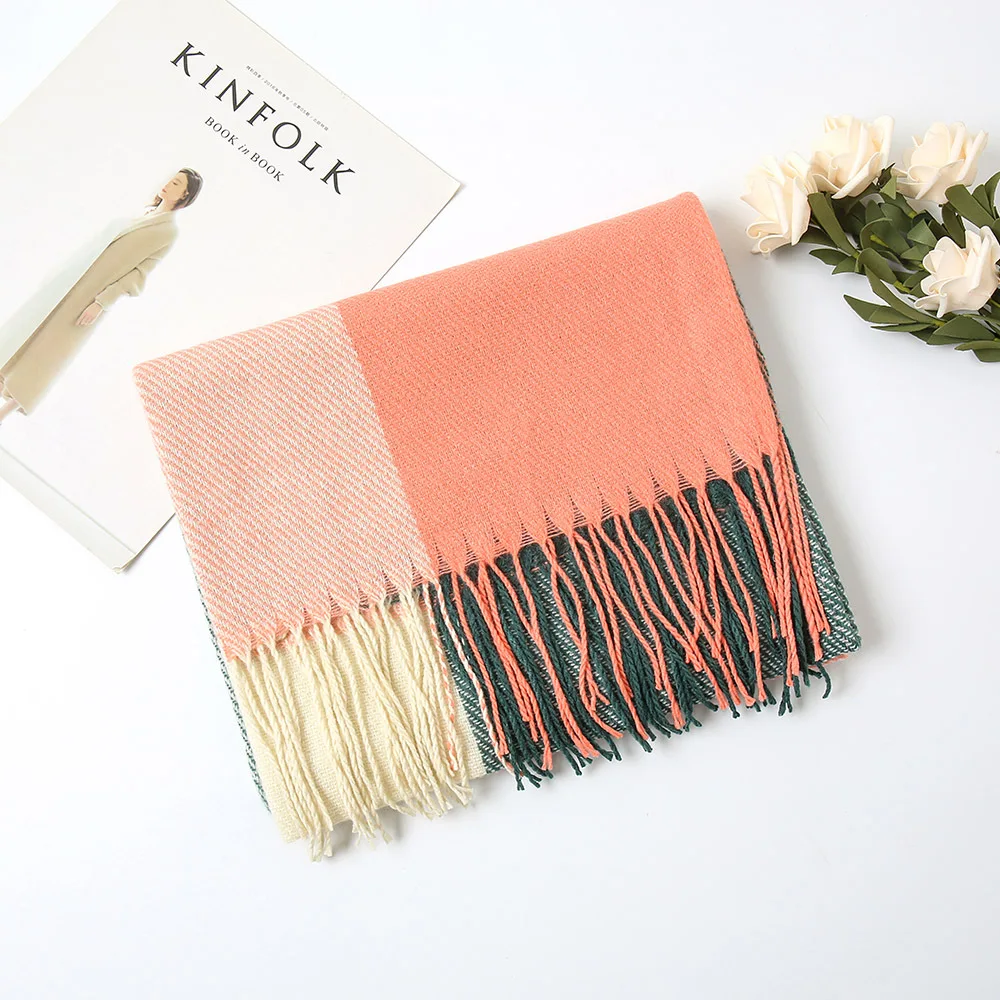 winter woolen head scarf shawl checked printed wool the scarf other scarves