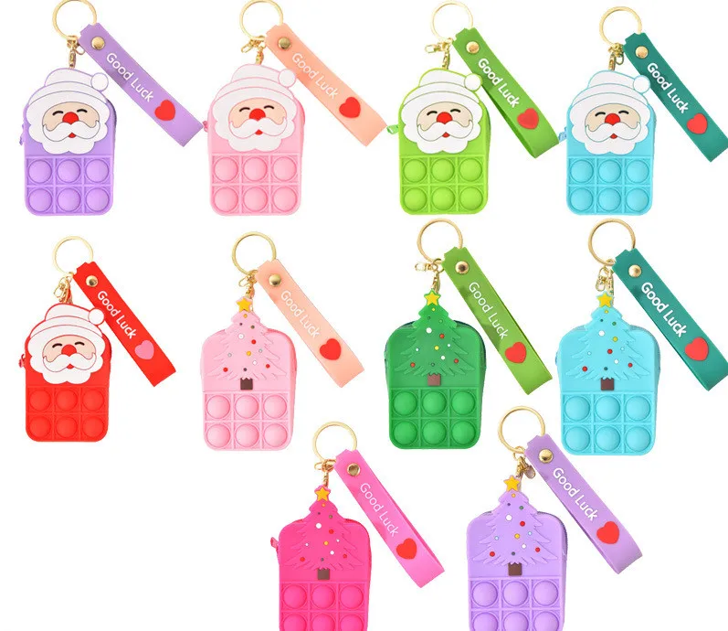 New Reliever Stress smallest Wallet Toy Zipper Simple Buckle Purse Push Press Bubble Sensory Keychain Coin Bag