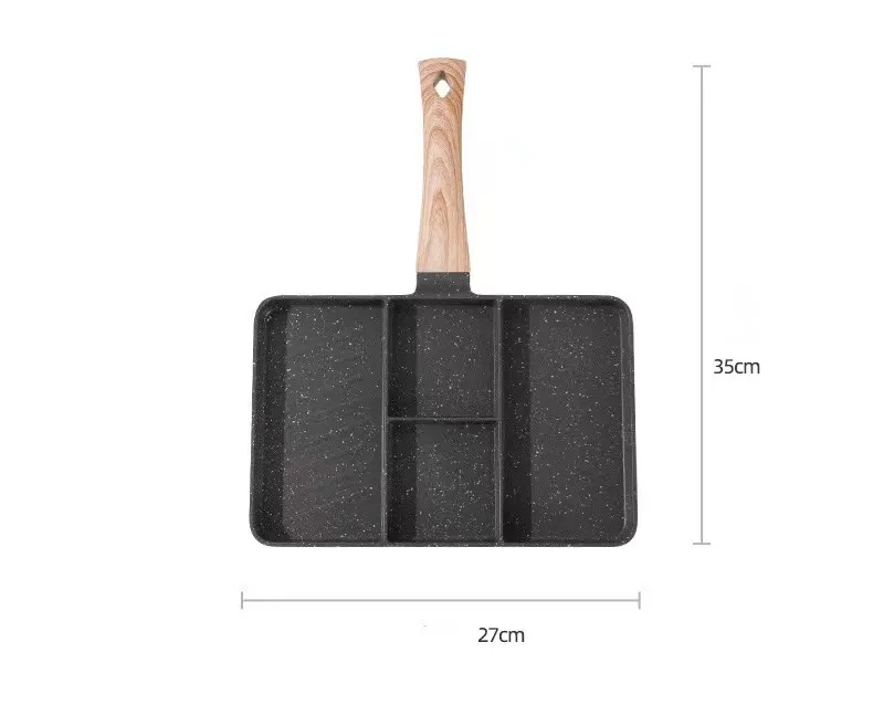 High quality wholesale cookware 4 holes non stick pan square frying pan