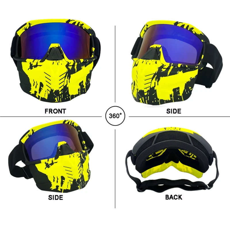 Custom Anti-Fog Motocross Glasses UV400 Facial protective cover TPU Frame Anti-Reflective Lenses