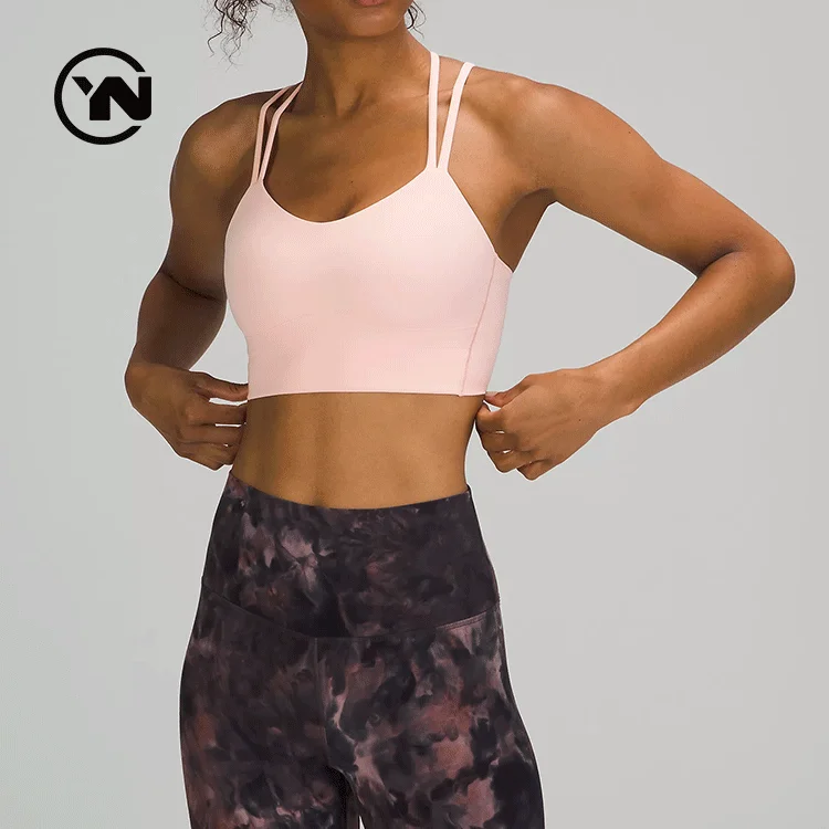 Women High Impact Skin Friendly Nylon Bra Cross Back Strappy Lulu Breathable Shockproof Yoga Bra Sports Bra