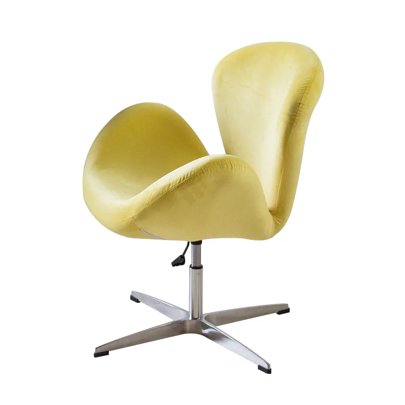 
Modern Designer Yellow Velvet Fabric Leisure Lounge Chair Living Room Furniture Metal Swivel Accent Arm Chairs 
