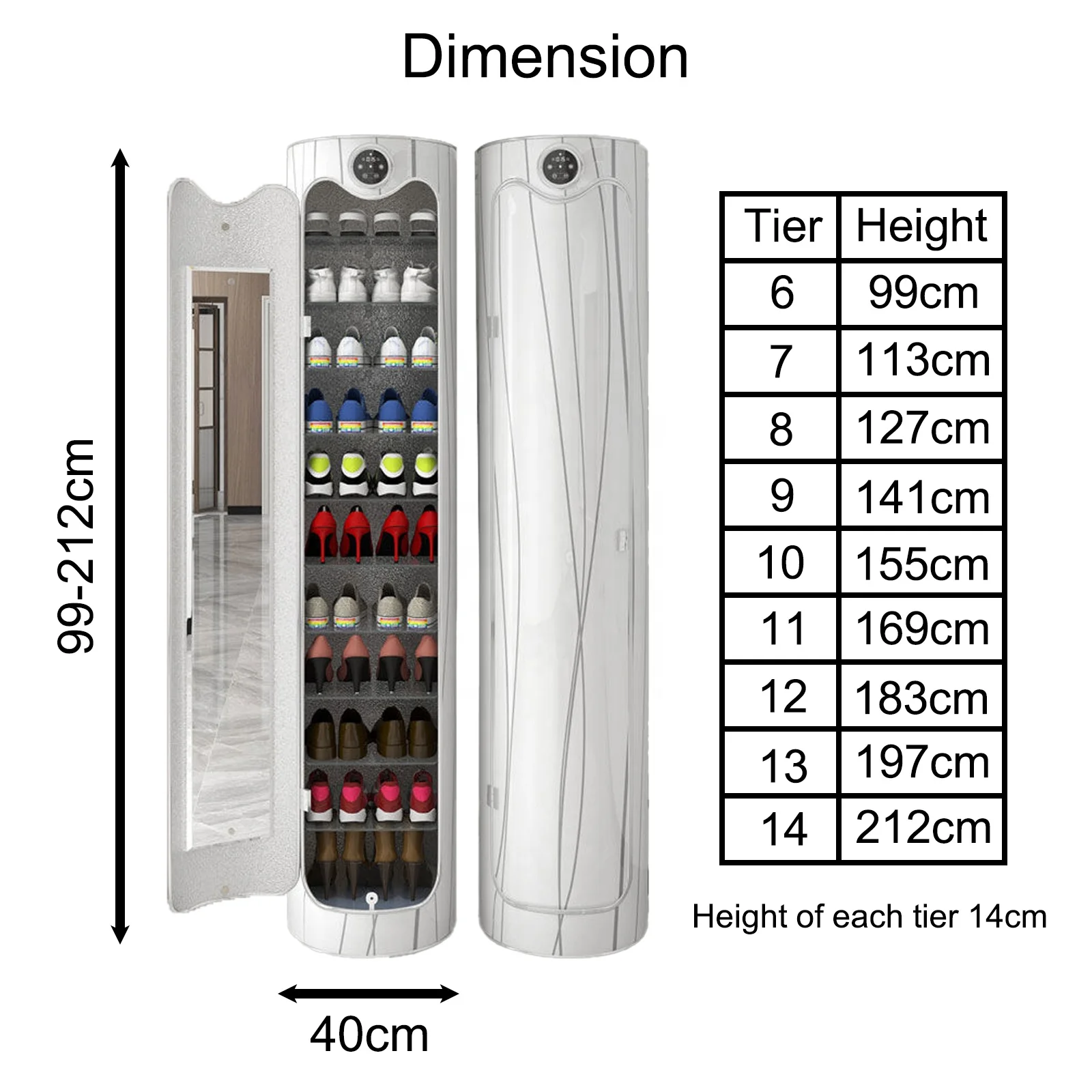 luxury narrow smart round 360 revolving sterilization disinfection shoe Tower rack cabinet storage for entryway with door LED