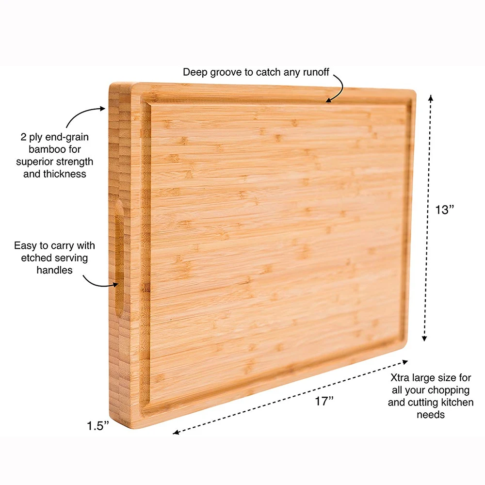 Wholesale Organic Natural Extra Large Bamboo Cutting Board Bamboo Chopping Board  with Juice Groove