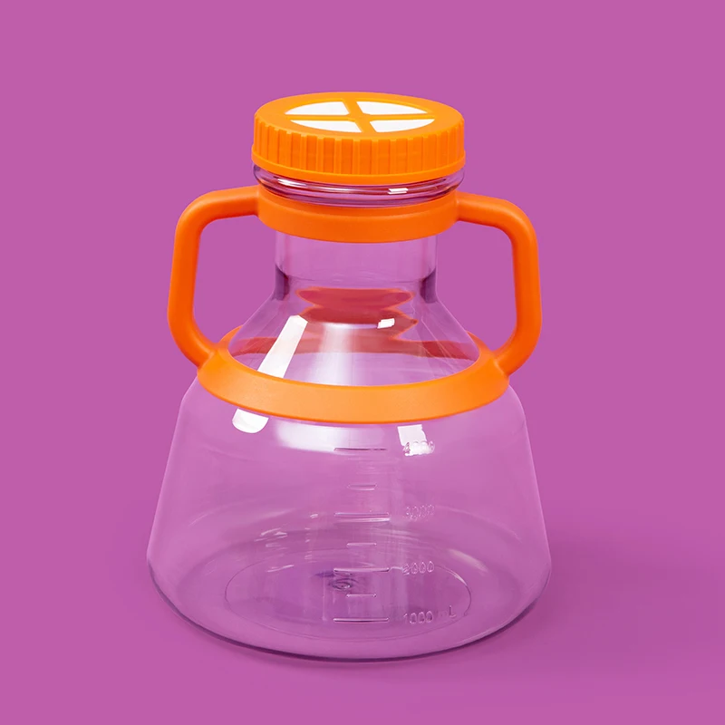 3000ml 5000ml plastic high efficiency erlenmeyer shake flasks for cell suspension culture