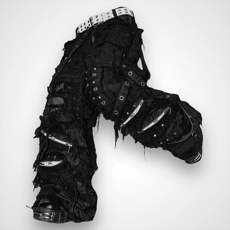 DiZNEW Custom Street Retro Lazy High Street Hip Hop Patchwork Ripped Men Wide Leg Jeans High Quality Jeans Men