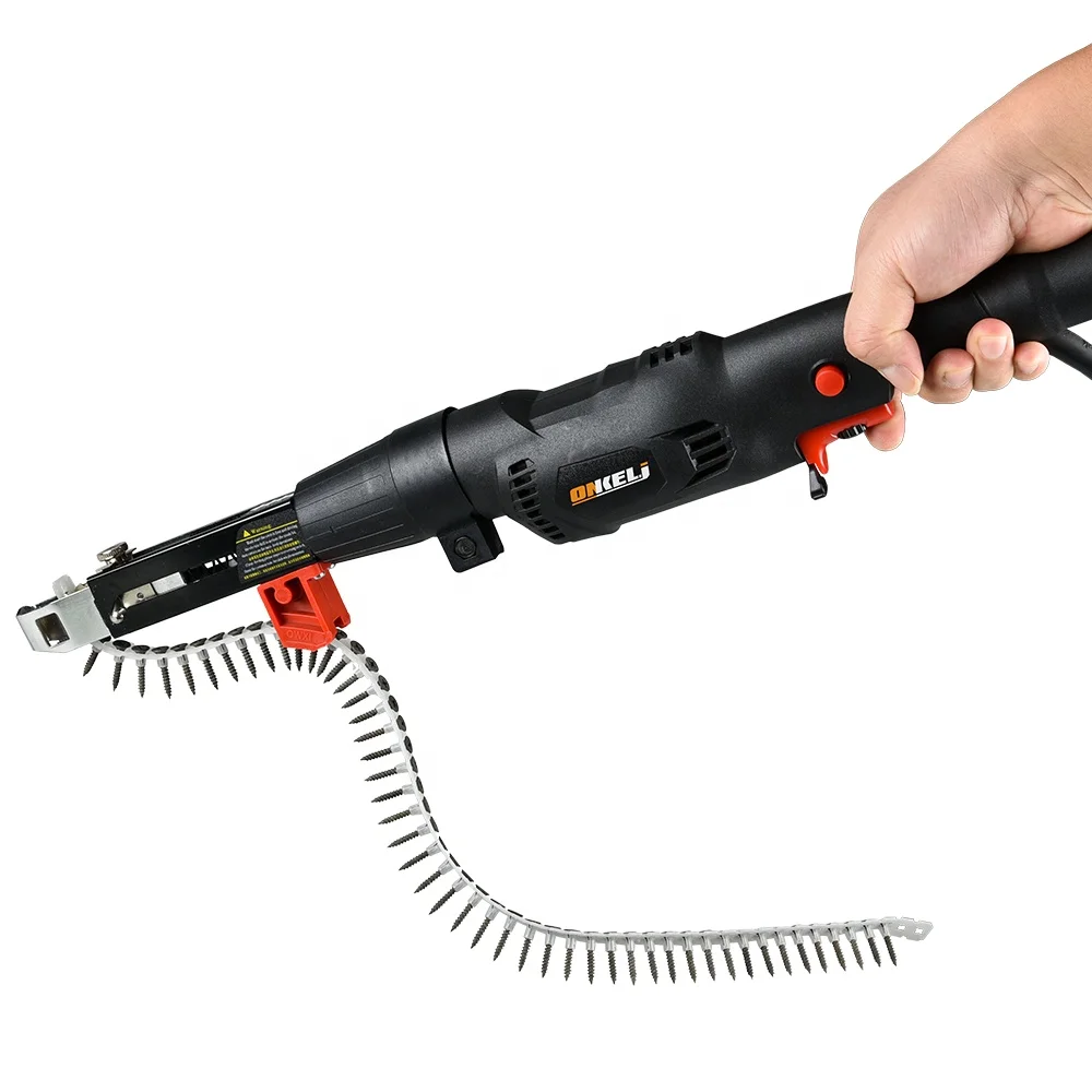 Automatic Electric Chain Belt Screw Gun with Chain Belt and 50pcs nails