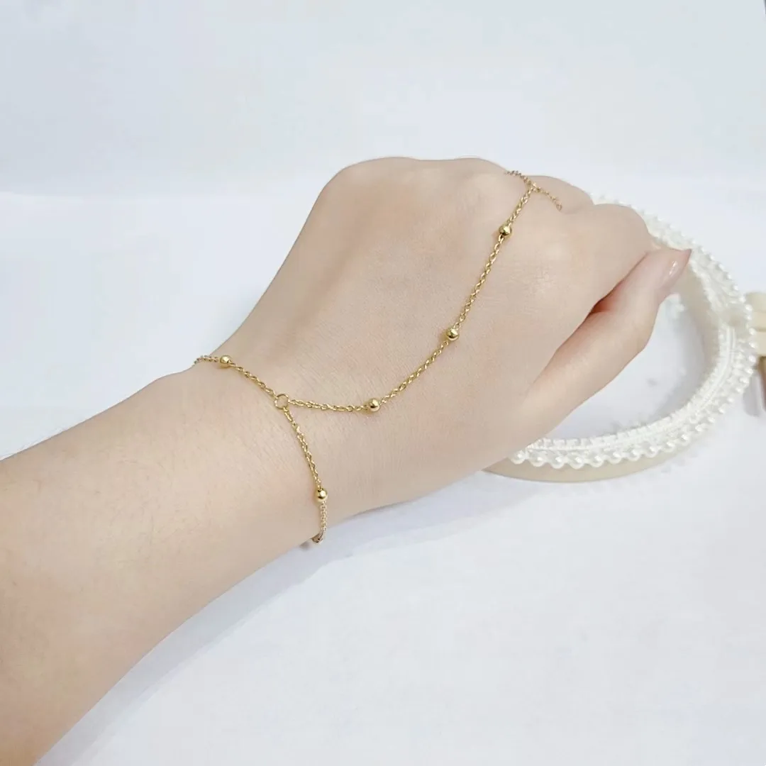 2 pieces harness chain gold plated bracelet ring hand chain