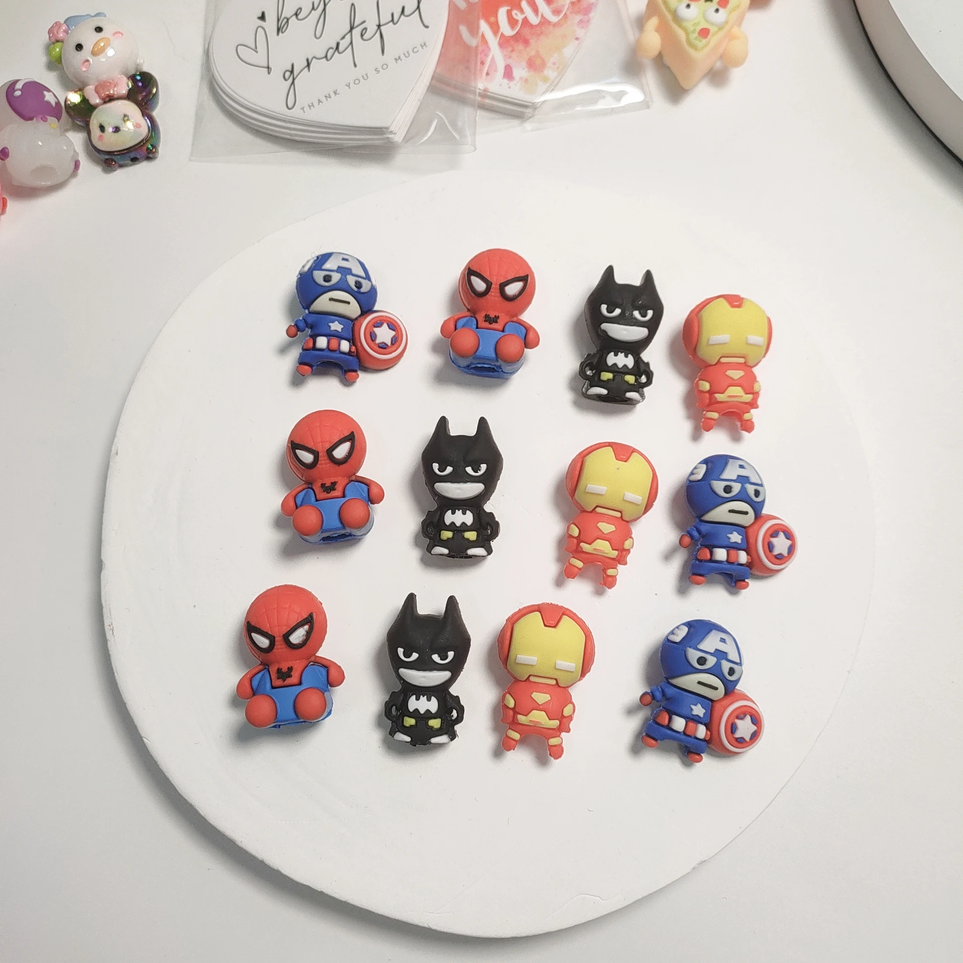 New Arrival DIY Custom Soft PVC Pen Cap 3D Cartoon Superhero Silicone Pencil Cover Ornament 2D Jewelry Making Toys