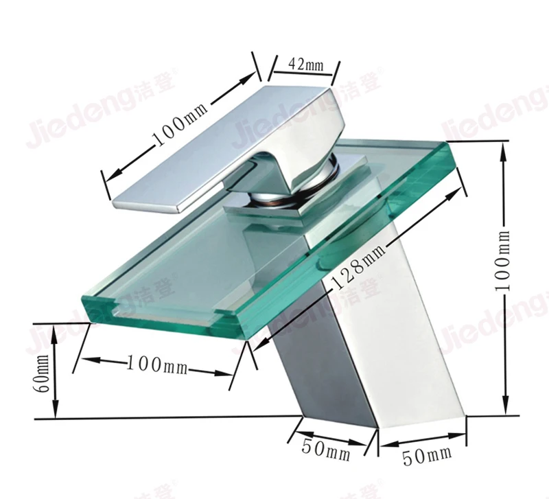 
brass tap glass waterfall washbasin mixer 3 colors LED faucets (A5) 
