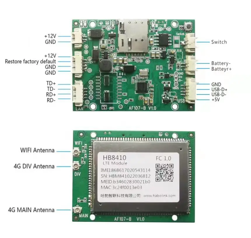 AF107 B Module with battery function CPE Wireless Wifi 4G Communication Module Customizable Bidirectional transmission
