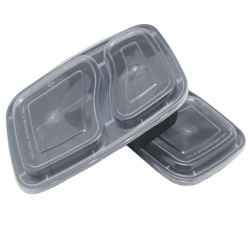 
cheap price 2 compartment disposable takeaway food storage box meal prep plastic container food delivery box with lid 