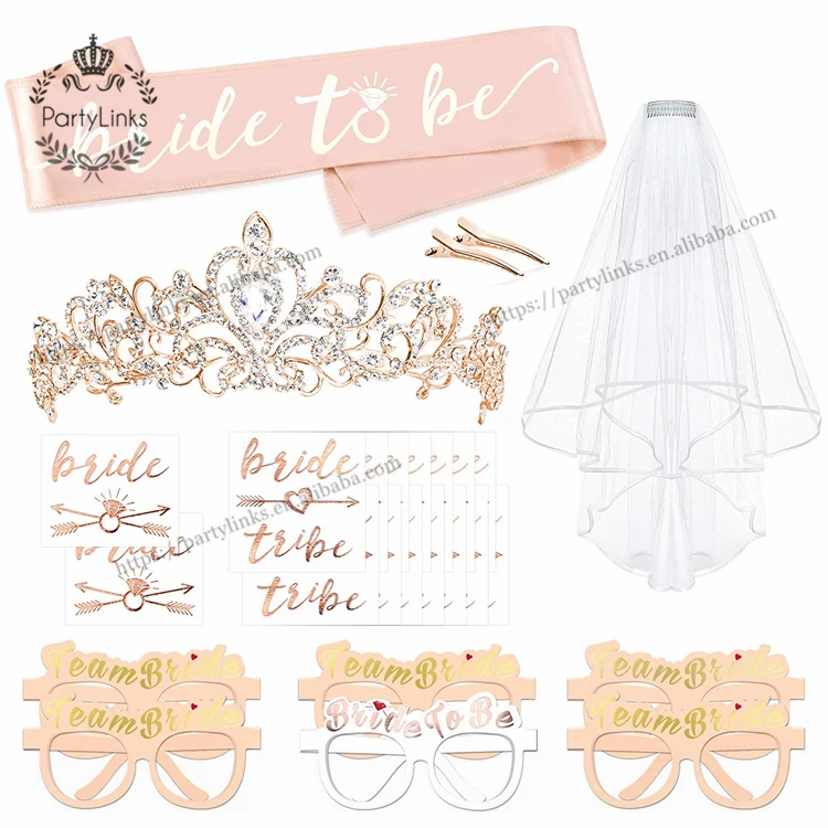 Rose Gold Bachelorette Party Decorations Kit Bridal Shower Favor Supplies Gift Hen Party Bachelorette Accessories