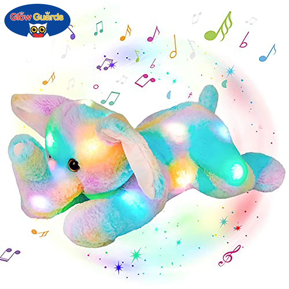 Glow Guards 12' Light up Rainbow Elephant LED Stuffed Animals with Night Lights Lullaby Plush Toys Birthday for Toddler Kids