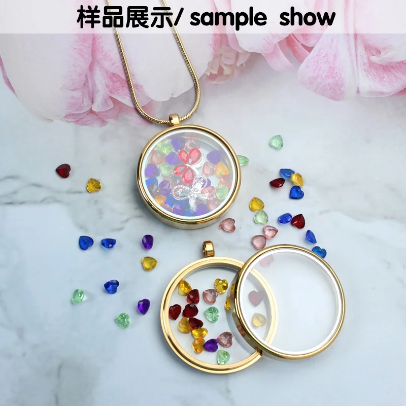 Thicker Floating Glass Memory Locket Pendant Twist 35/38/42mm Stainless Steel Glass Medallion Photo Charms Jewelry Women Gift