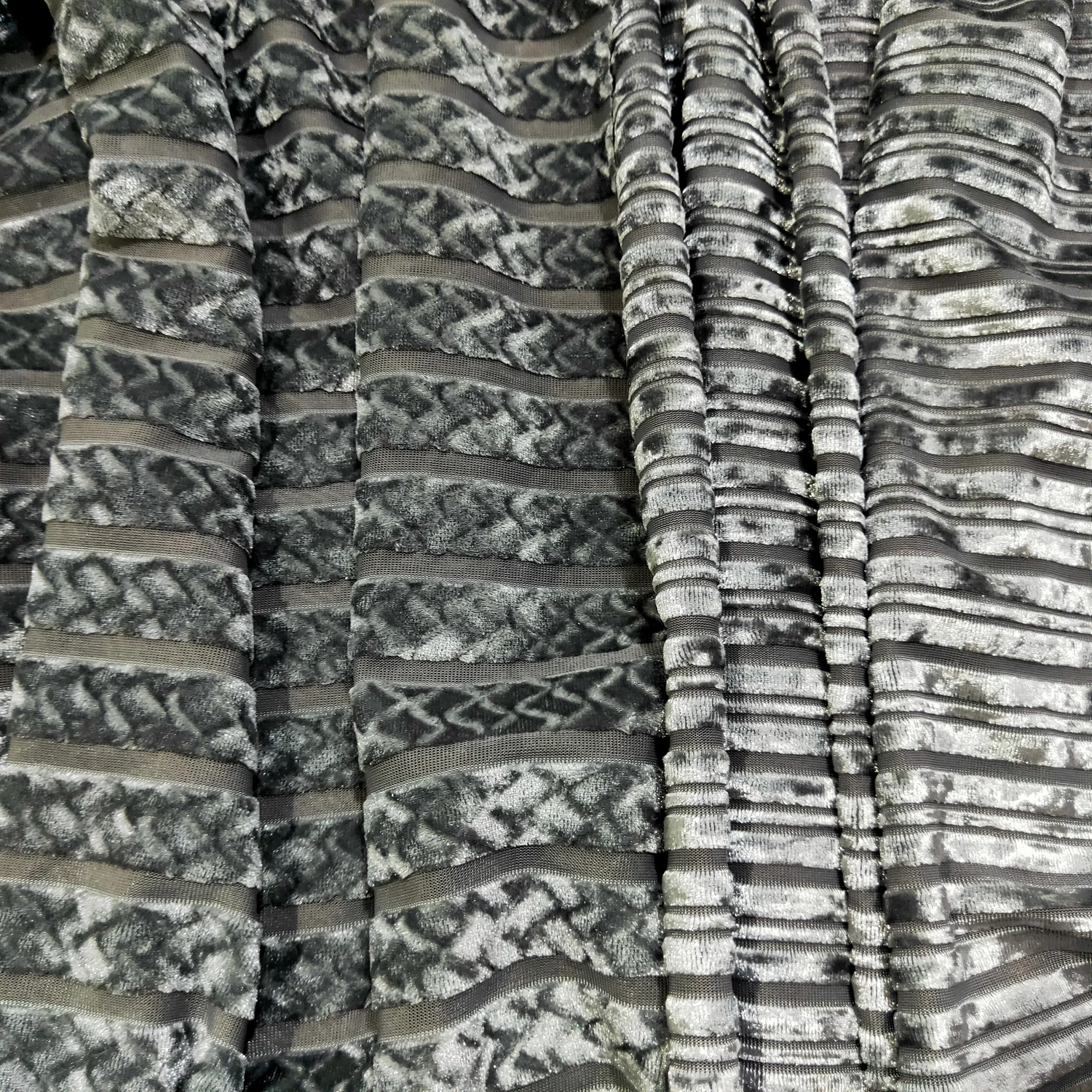 Fabric Factory Accept Colour Custom Grey Pit-Stripe Polyester/Spandex Knitted Velvet Fabric For Dresses