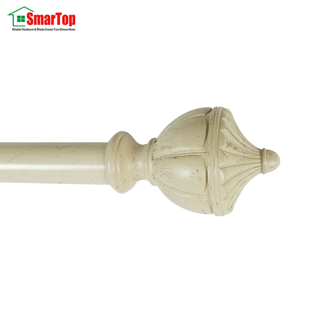 Extendable adjustable curtain rod ivory gold decorative 25/28mm curtain rod and pole for windows