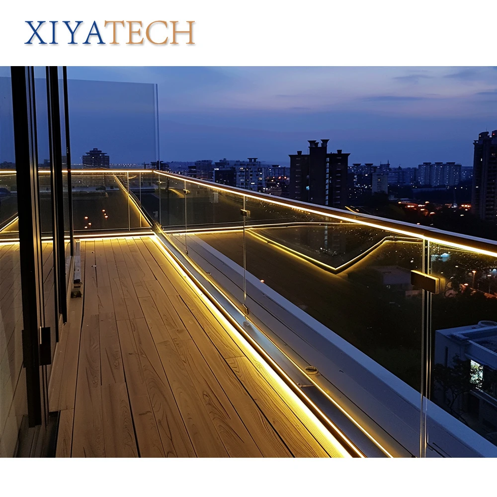 XIYATECH outdoor Modern design railing stainless steel Round staircase handrail Balcony Glass  Aluminum U Channel Fence