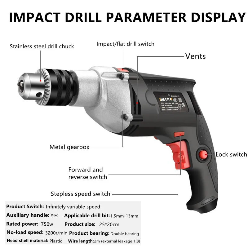 WHAMX 12V Cordless Lithium drill Impact drill Hand drill Angle grinder Toolbox Sets