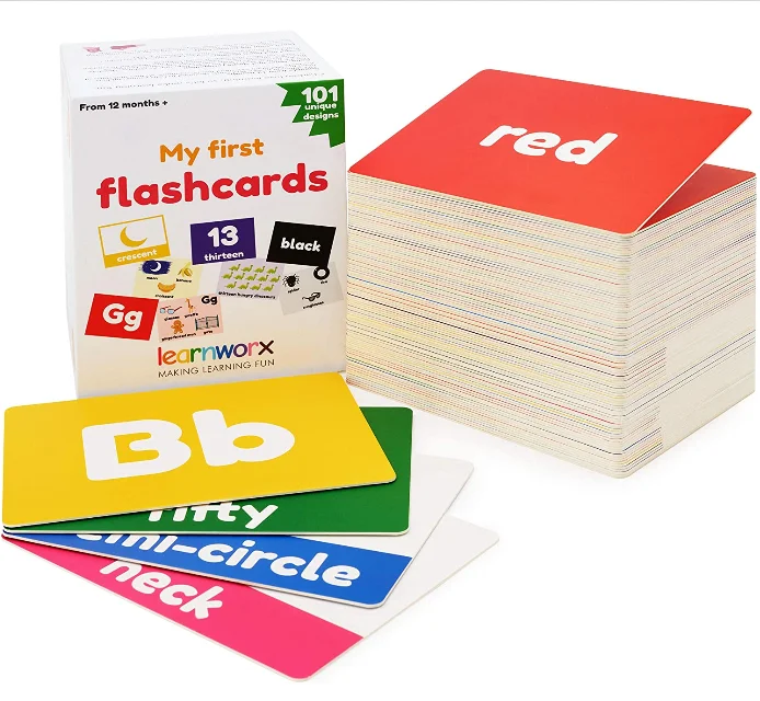 custom OEM kids educational  number flashcards educational flash alphabet letter manth play games cards with tin