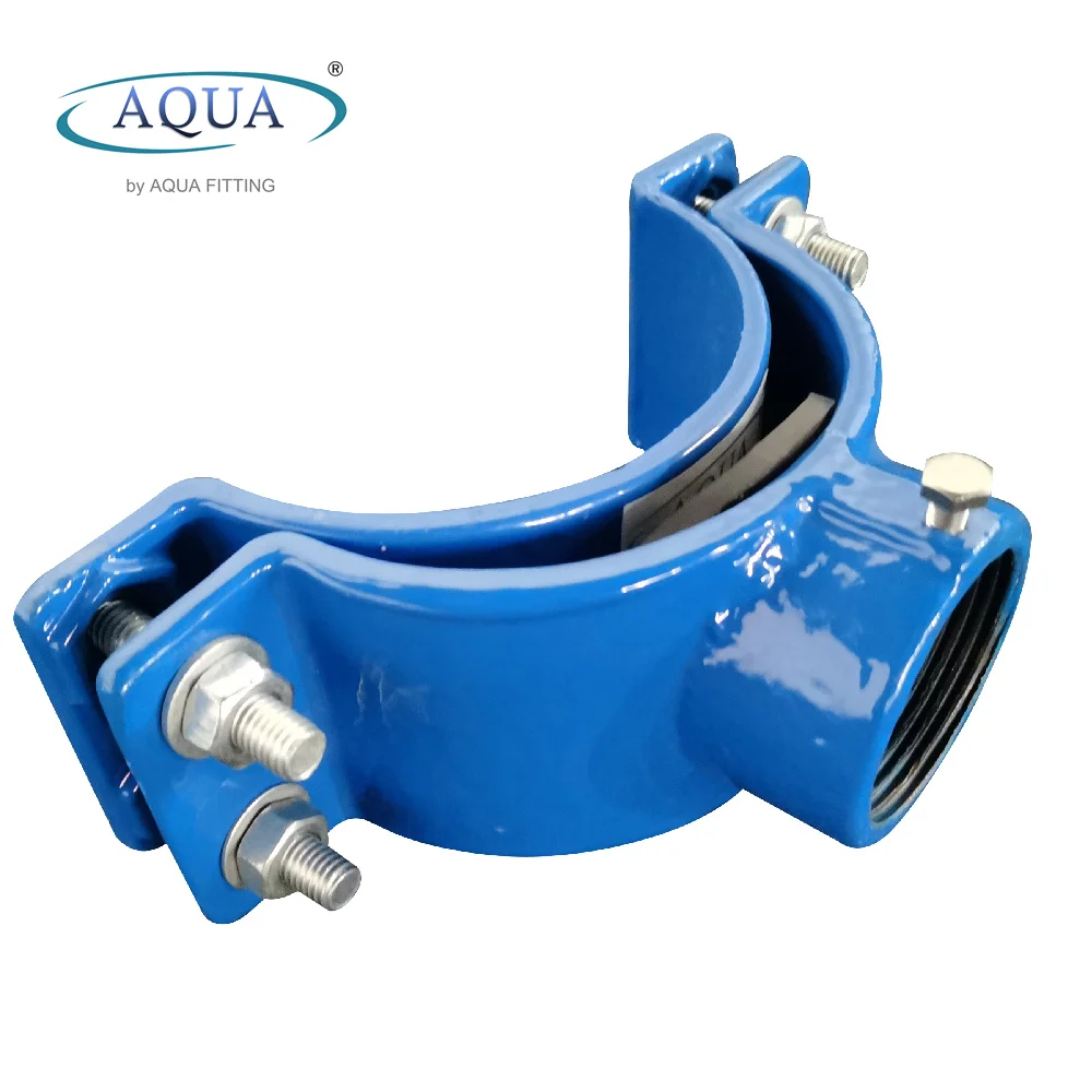 PB GB thread ductile iron tapping saddle for pvc,HDPE,AC,DI pipe