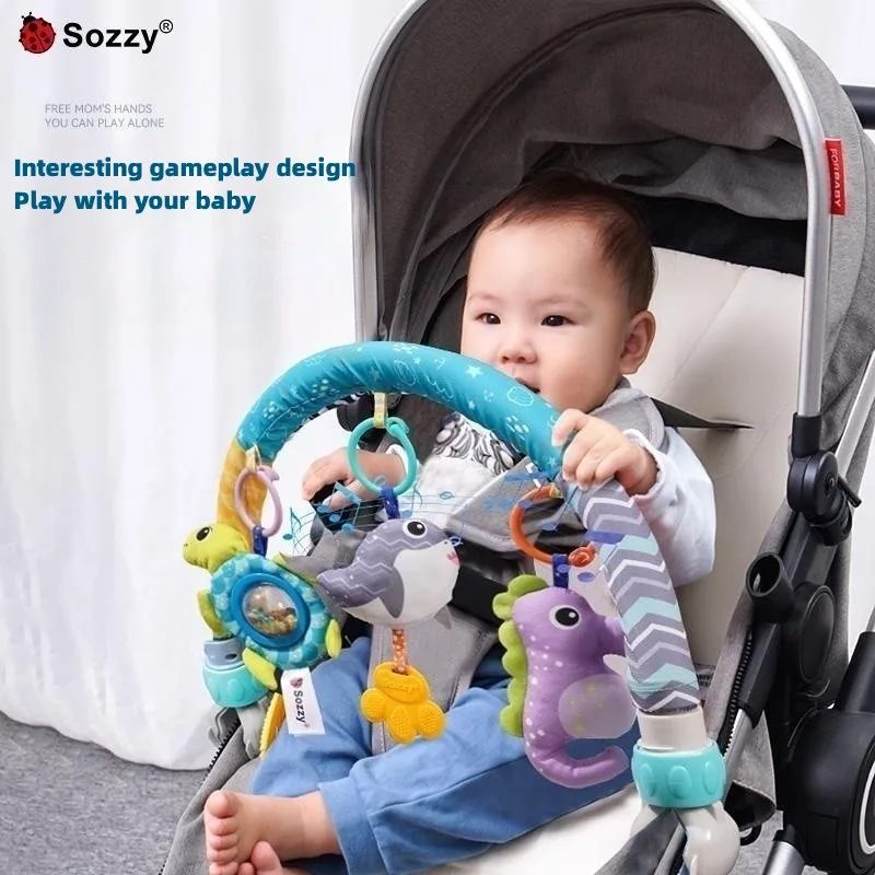 Sozzy Wholesale plush ocean animal Baby Musical Crib Stroller toy For Baby Bed Arch Toy