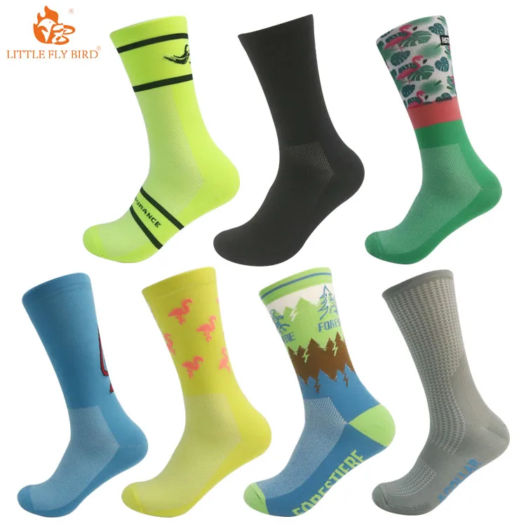 Little Fly Bird Custom logo your design women breathable running nylon cycling  sport socks bike socks for men