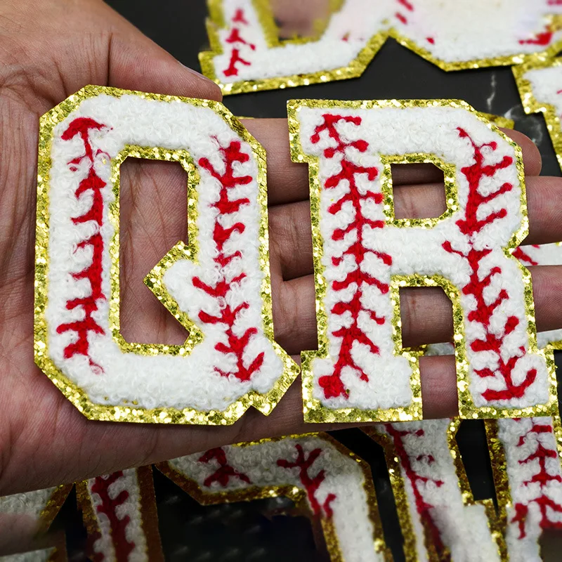 7 см блестящие бейсбольные нашивки с буквами, самоклеящиеся нашивки