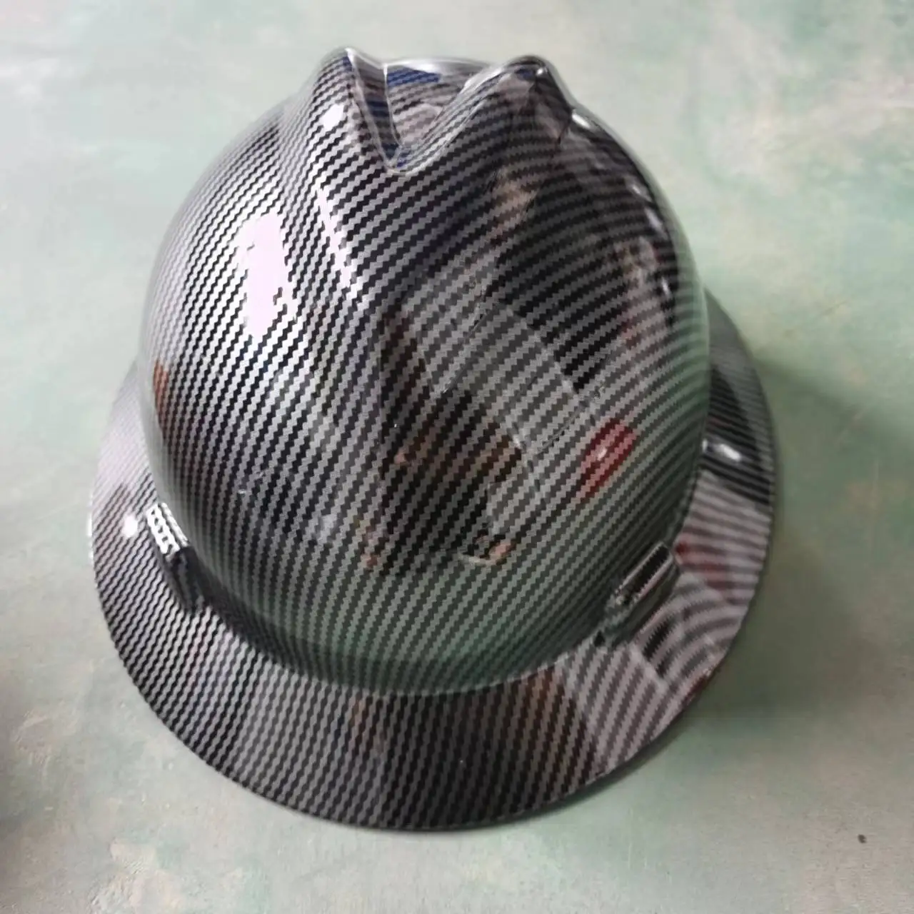 V guard carbon fiber  Full brim  safety helmet with ansi z89.1 certificate and miner lamp hard hat black