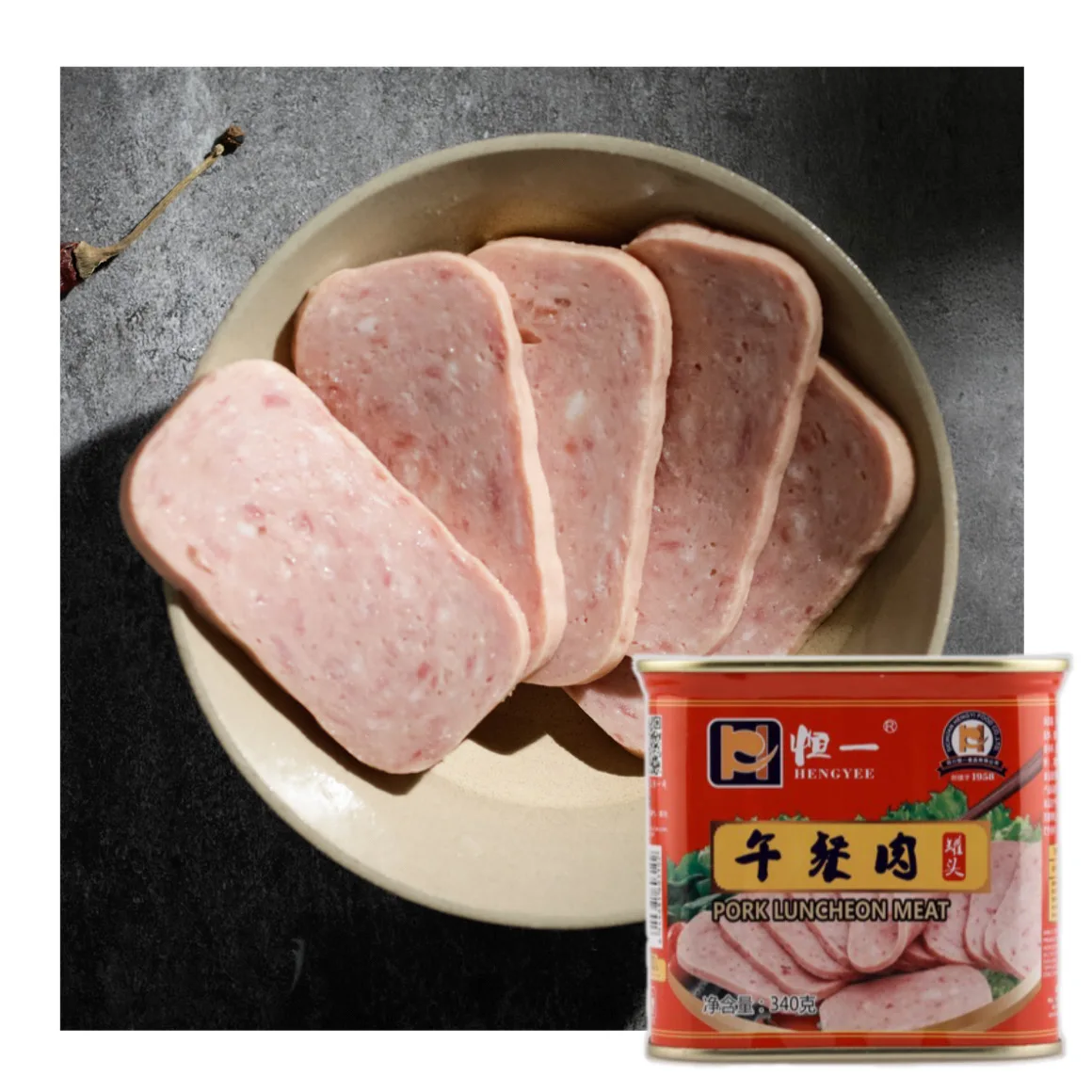 Manufacturer provides high quality square cans 198g 340g luncheon meat canned pork