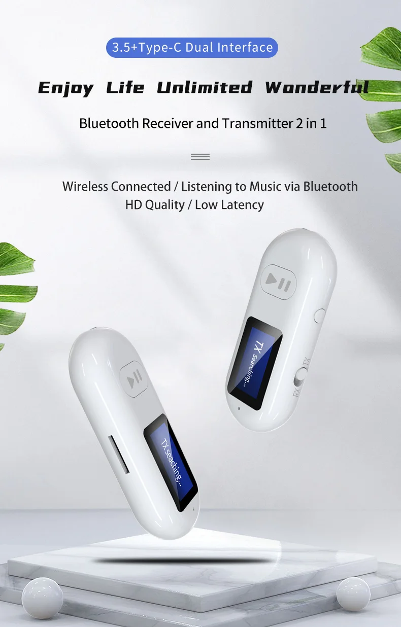 GXYKIT 2-in-1 Bluetooth Transmitter and Receiver Audio Adapter  Music Receiver for Home Stereo/Wired Headphone