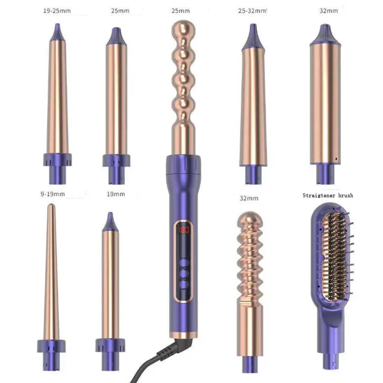 Набор для завивки волос ferros rizadores 6 en 1, Сменные щипцы для завивки волос с ЖК-дисплеем, частная торговая марка, инструменты для завивки
