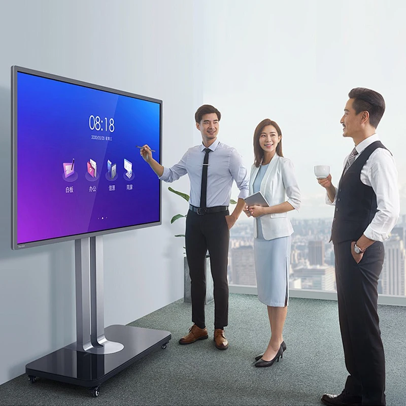 4k Android 86 inch smart portable digital board touch screen stand electronic interactive whiteboard for classroom with stylus