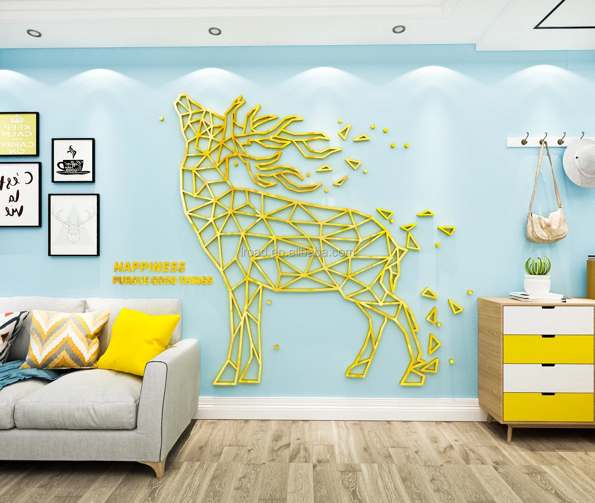 Abstract line animal 3D acrylic wall art  stickers bedroom study living room house decoration interior wall stickers