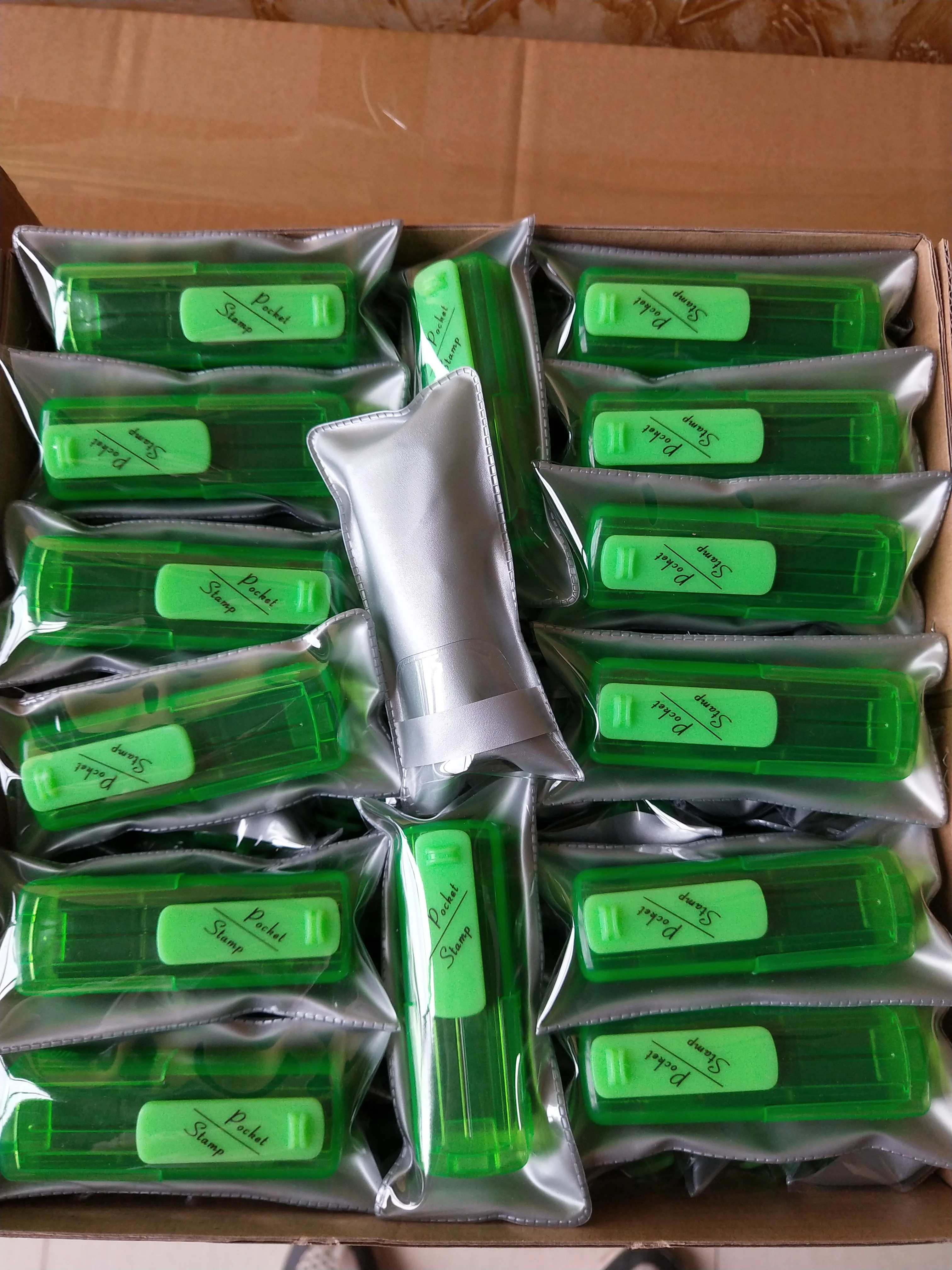 wholesale good quality office automatic pre-inked stamp pocket stamp 38*14mm self inking stamp