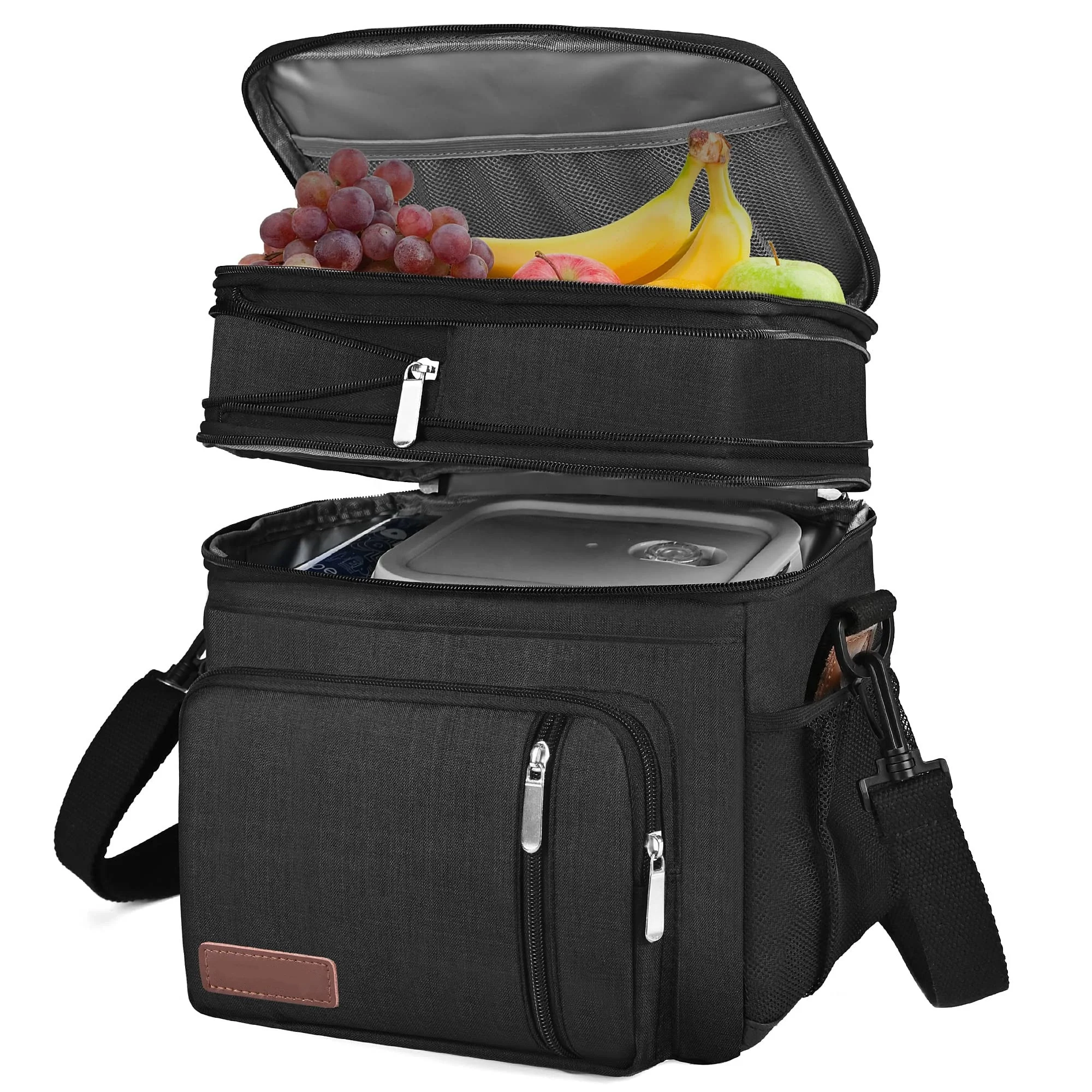 Amazon Hot Selling Insulated Lunch Bags for Women Men Double Deck Large Waterproof Lunch Box Soft Cooler Tote Bag