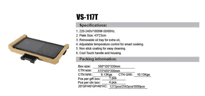 Hot Sell Portable Electric Grill Pan Hot Plate Wooden Electric Smoke-less Grill