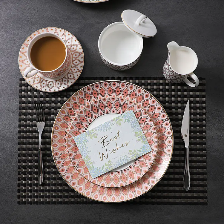 Pito bone china dinner set factory custom colors decals dinnerware hotel restaurant round dishes crockery ceramic tableware set