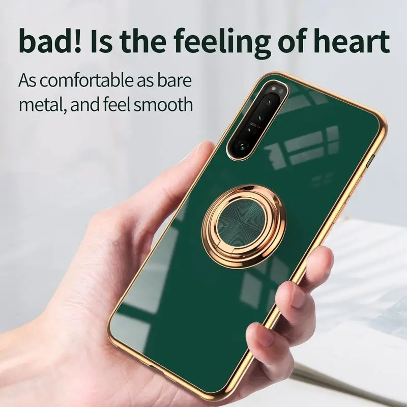 Soft Cover Electroplating TPU 360 Ring Kickstand Mobile Phone Case For Sony Xperia 5 III 5III 10 1 III 13 Pro 12 XR