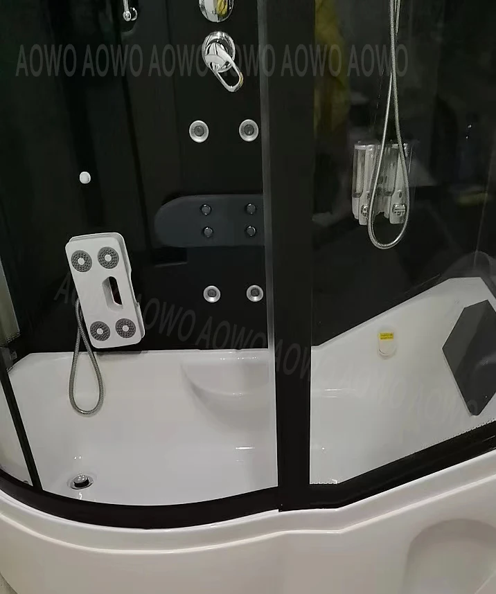 Corner Premium Spa Steam with Tub Massage Prefab Modular Bathroom Pod Set PVC clear glass Acrylic lying bathtub hot shower