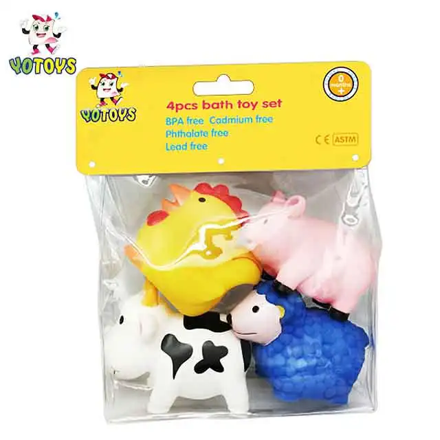 Factory Farm Animal Toy Bulk Soft Plastic Animal Toy Goat Pvc Squeeze Squirt Bath Toy Set for Kids