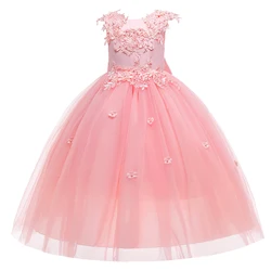 New Arrival Baby Frock Design Korean Style Formal Lace Long Birthday Wedding Party Dress