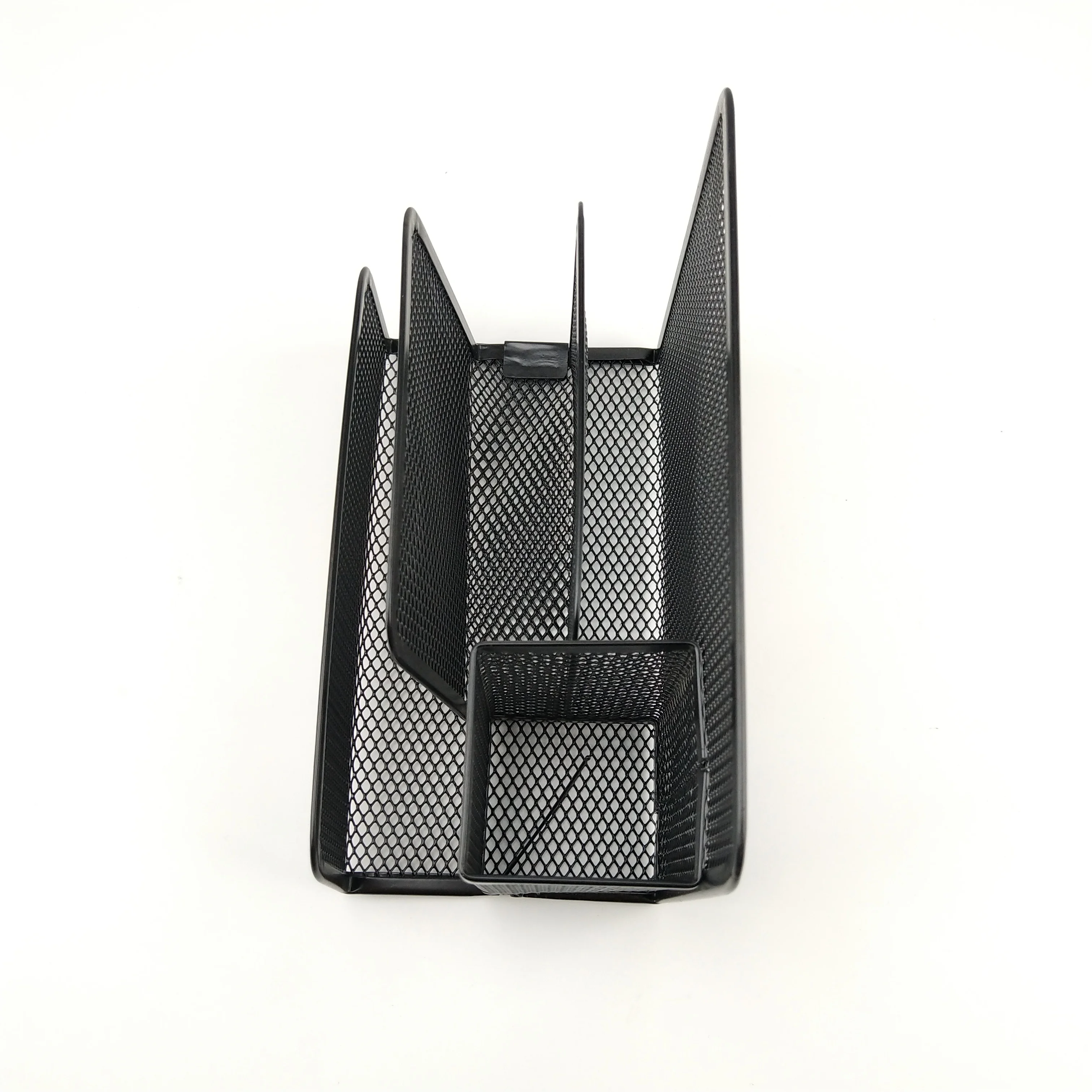 Black Metal Mesh Letter Holder Letter Sorter Storage Office Accessories Desk Organizer Office Supply Mail Holder with Pen Holder