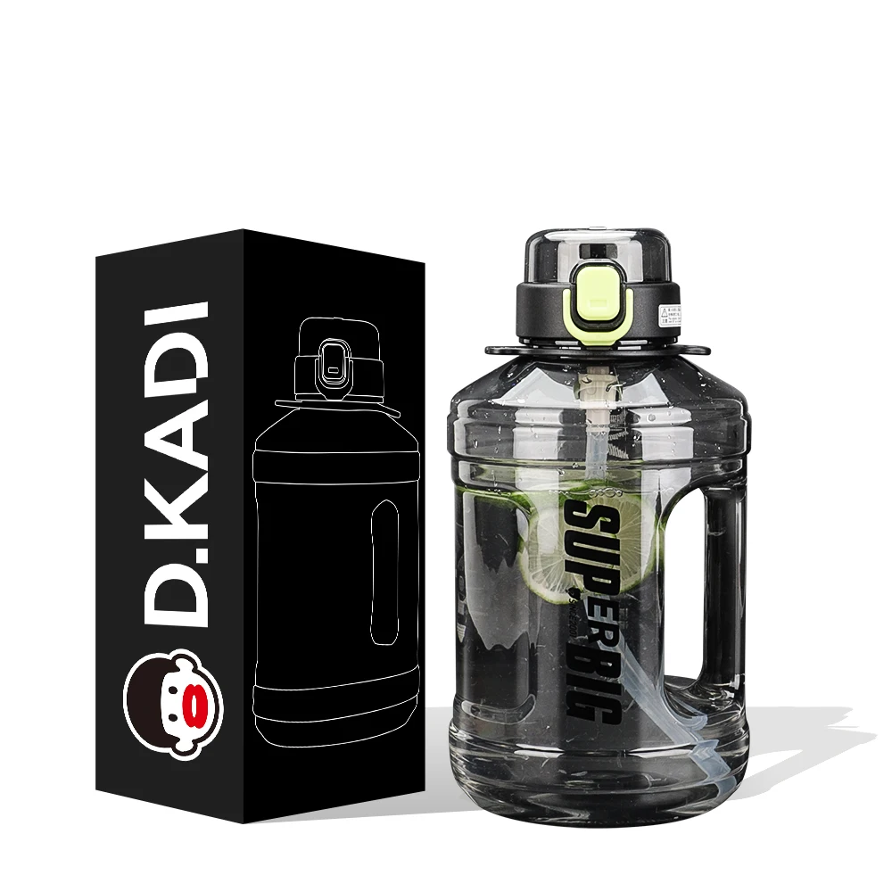 Wholesale 2.2L eco friendly large capacity bpa free fitness gym sport motivational water bottle with straw