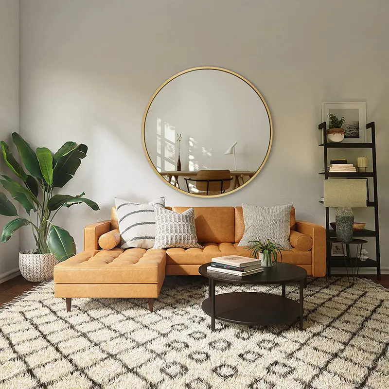 36 Inck Circlech Round Bathroom Wall Mirror Bla Vanity Mirror With Premium Brushed Metal Frame For Entryways Living Rooms