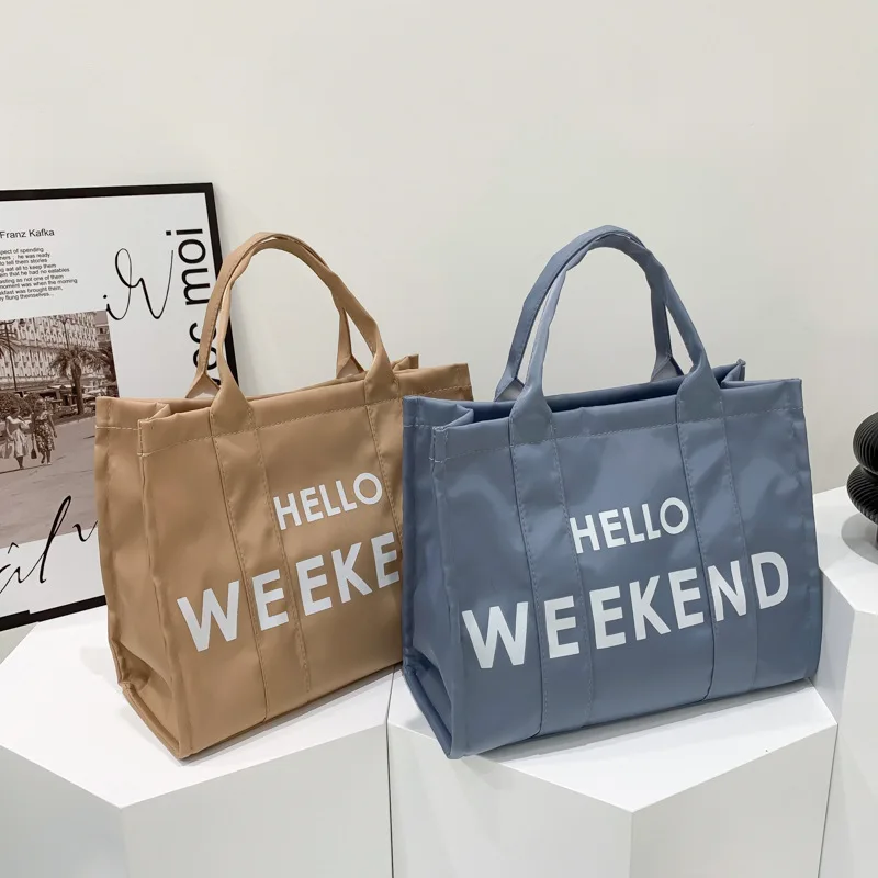 Korea New Recycling Eco-Friendly Large reusable shopping bag nylon shoulder tote bag women handbags 2023