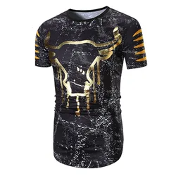 China Import 60% Cotton 40% Polyester Gold Foil T Shirts Custom Printing